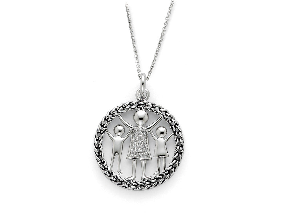 Sentimental Expressions(tm) Sterling Silver Antiqued Knitted Together By Love 18 Inch Necklace