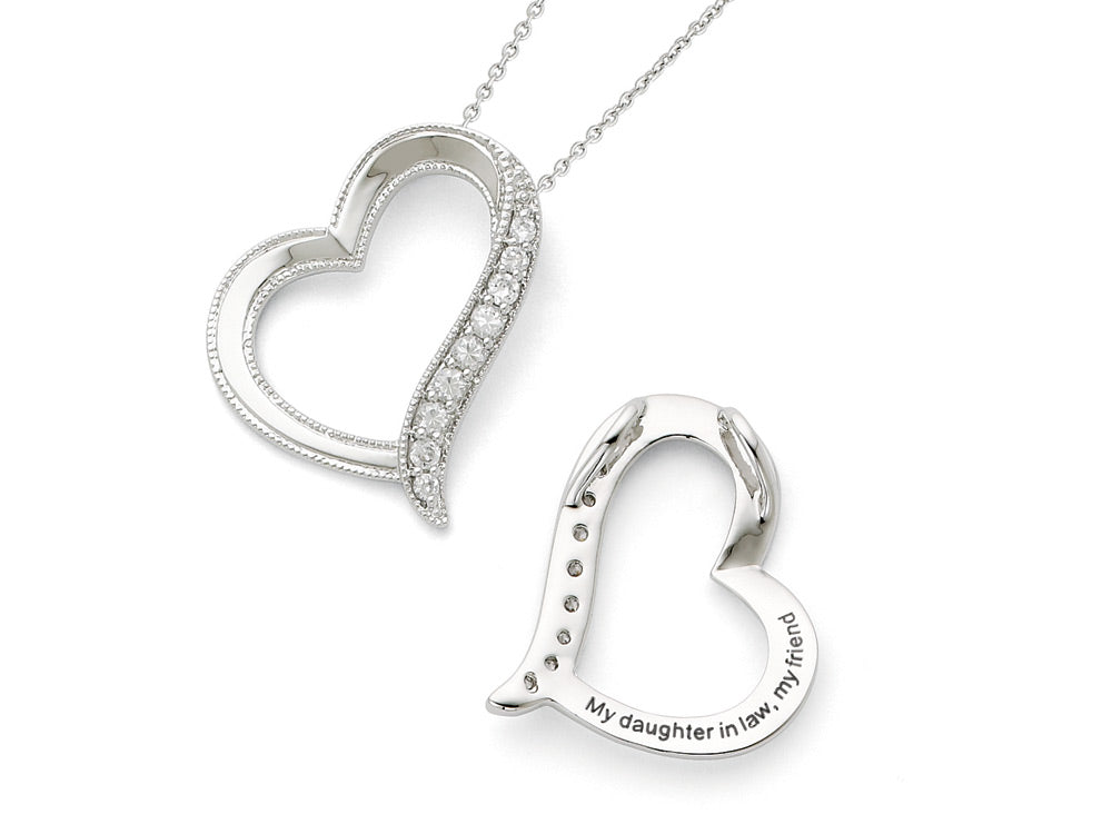 Sentimental Expressions(tm) Sterling Silver Antiqued CZ Daughter-In-Law 18 Inch Necklace