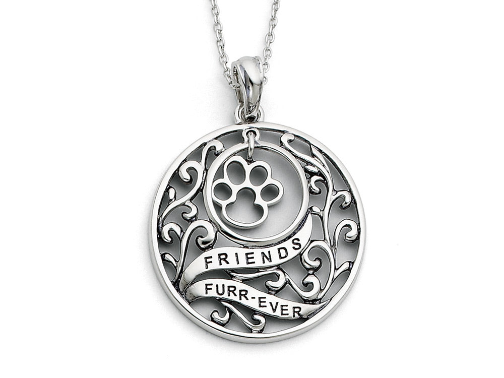 Sentimental Expressions(tm) Sterling Silver Antiqued Animal Friends-Dog 18 Inch Necklace