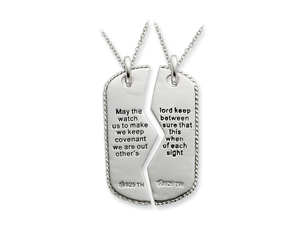 Sentimental Expressions(tm) Sterling Silver Antiqued Military Dog Tag For Two 18 Inch Necklaces