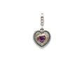 Sterling Silver With 14k Amethyst Antiqued Charm