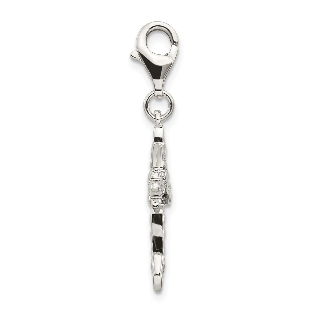 Sterling Silver With 14k 3-d Antiqued Crosterling Silver With Lobster Clasp Charm