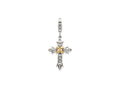 Sterling Silver With 14k 3-d Antiqued Crosterling Silver With Lobster Clasp Charm