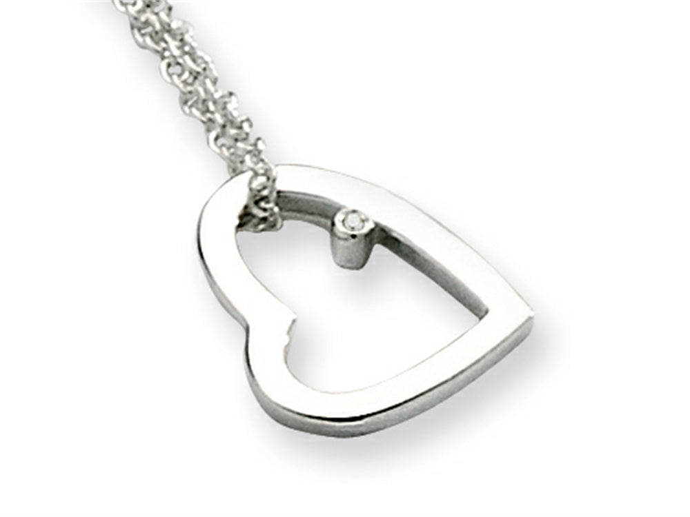 White Ice Sterling Silver Diamond Heart Necklace