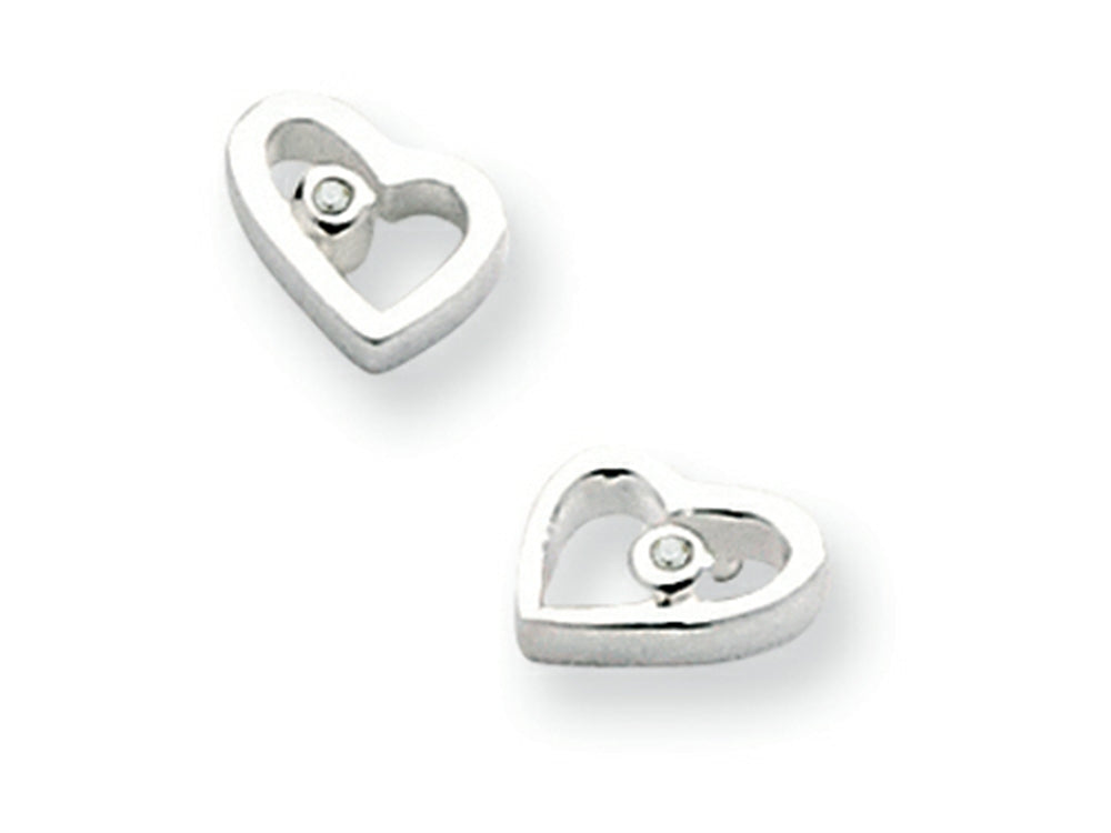 White Ice Sterling Silver Diamond Heart Earrings