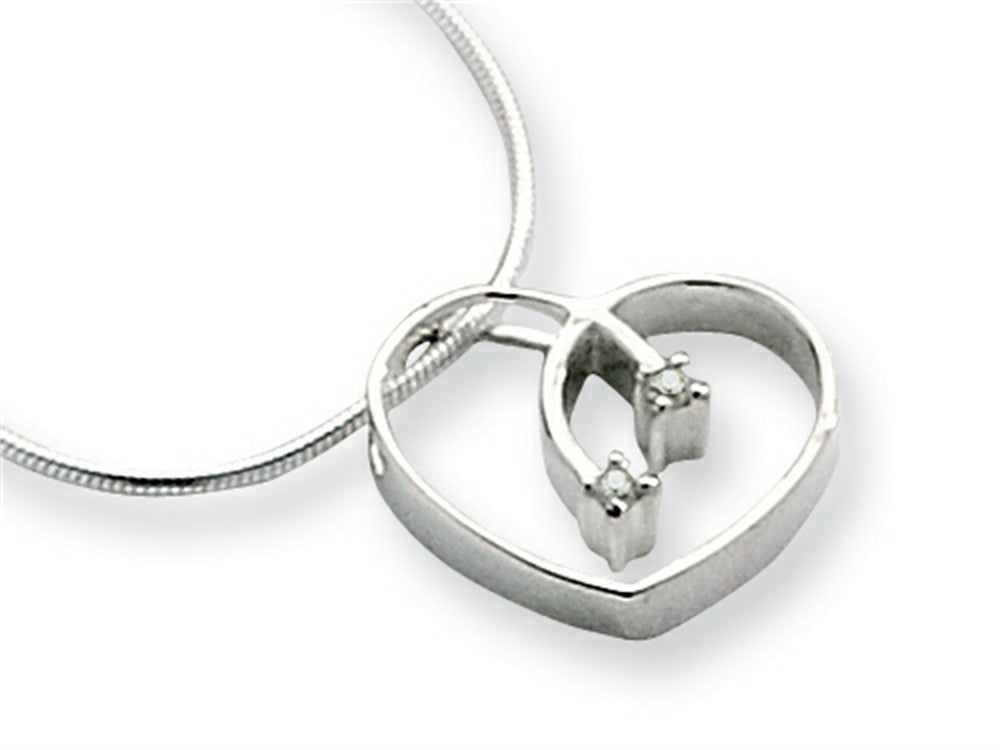 White Ice Sterling Silver Diamond Heart Necklace