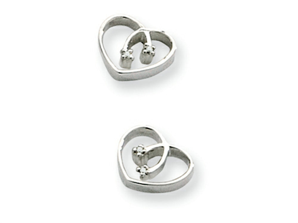White Ice Sterling Silver Diamond Heart Earrings