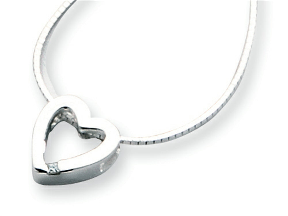 White Ice Sterling Silver Diamond Heart Necklace