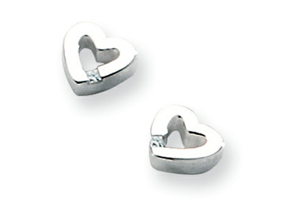 White Ice Sterling Silver Diamond Heart Earrings