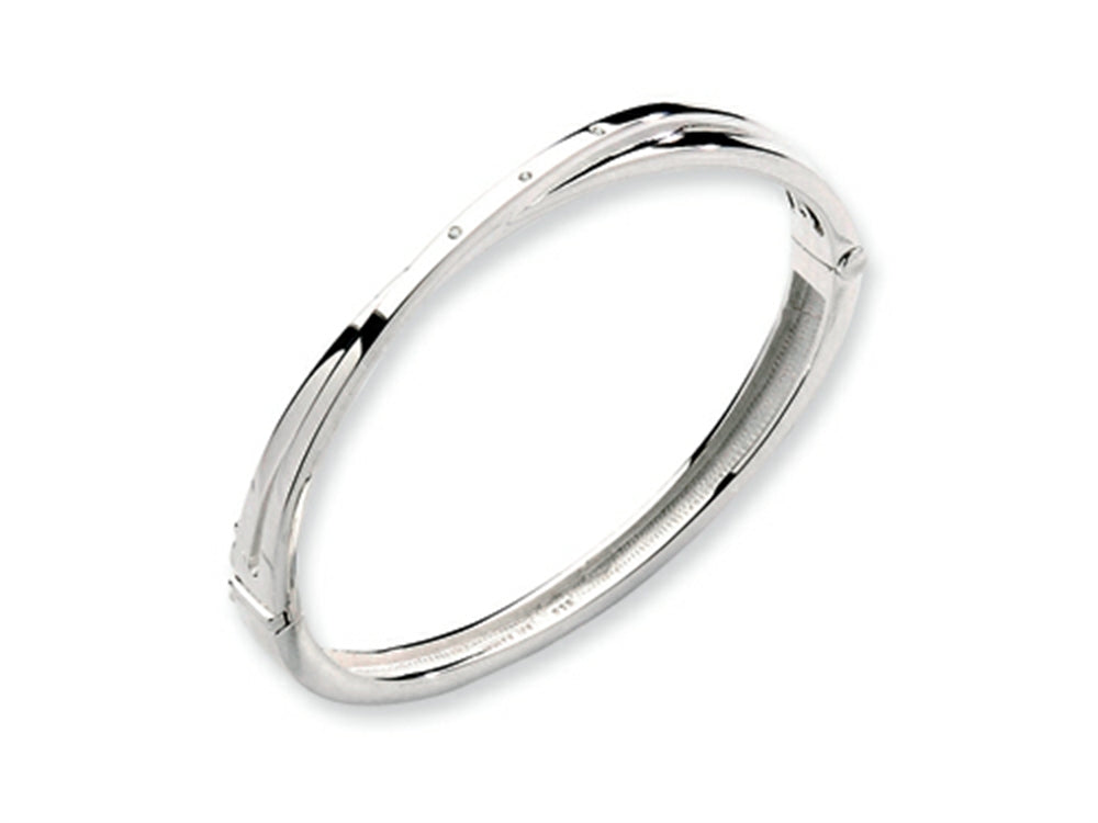 White Ice Sterling Silver Diamond Crossover Bangle Bracelet