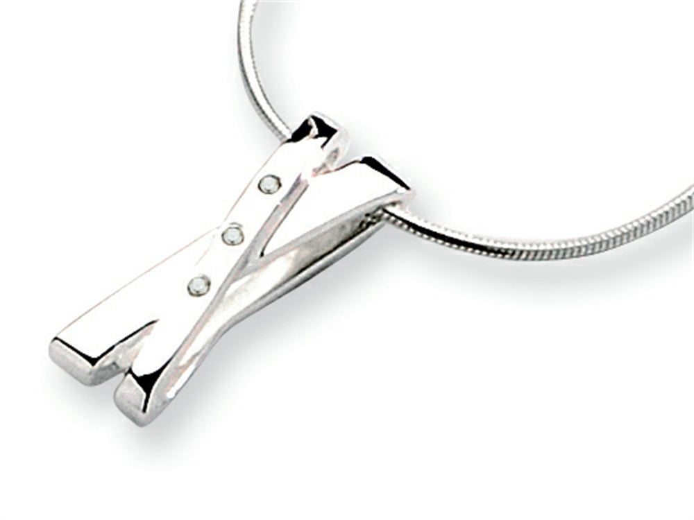 White Ice Sterling Silver Diamond Crossover Necklace