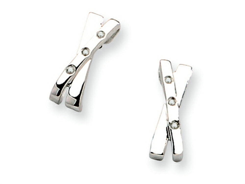 White Ice Sterling Silver Diamond Crossover Earrings