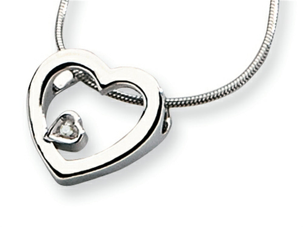 White Ice Sterling Silver Diamond Heart Necklace