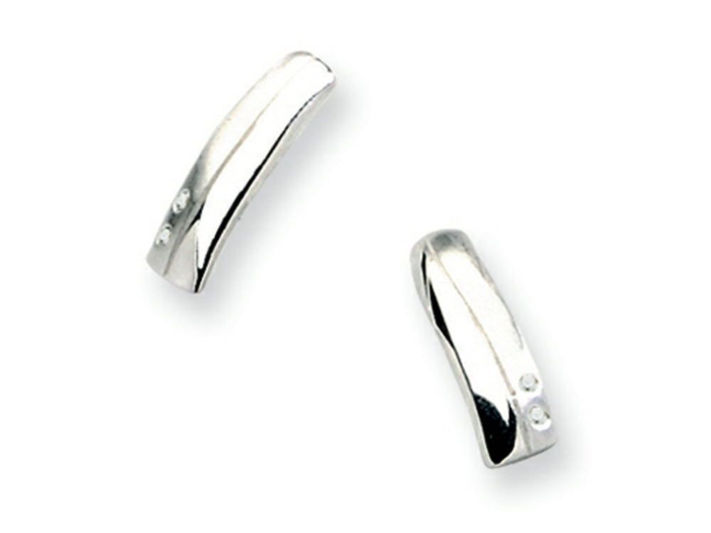 White Ice Sterling Silver Satin and Polished Diamond Earrings