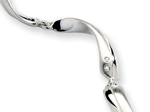 White Ice Sterling Silver Satin and Polished Diamond Bracelet