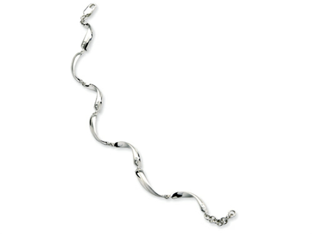 White Ice Sterling Silver Satin and Polished Diamond Bracelet