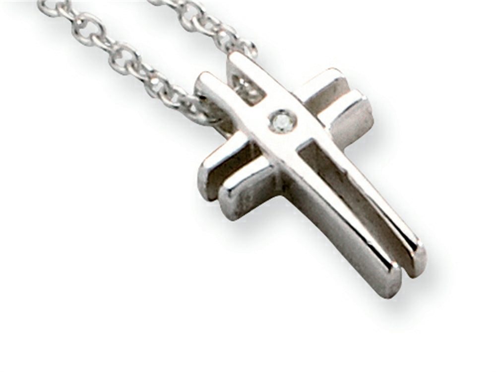 White Ice Sterling Silver Diamond Cross Necklace