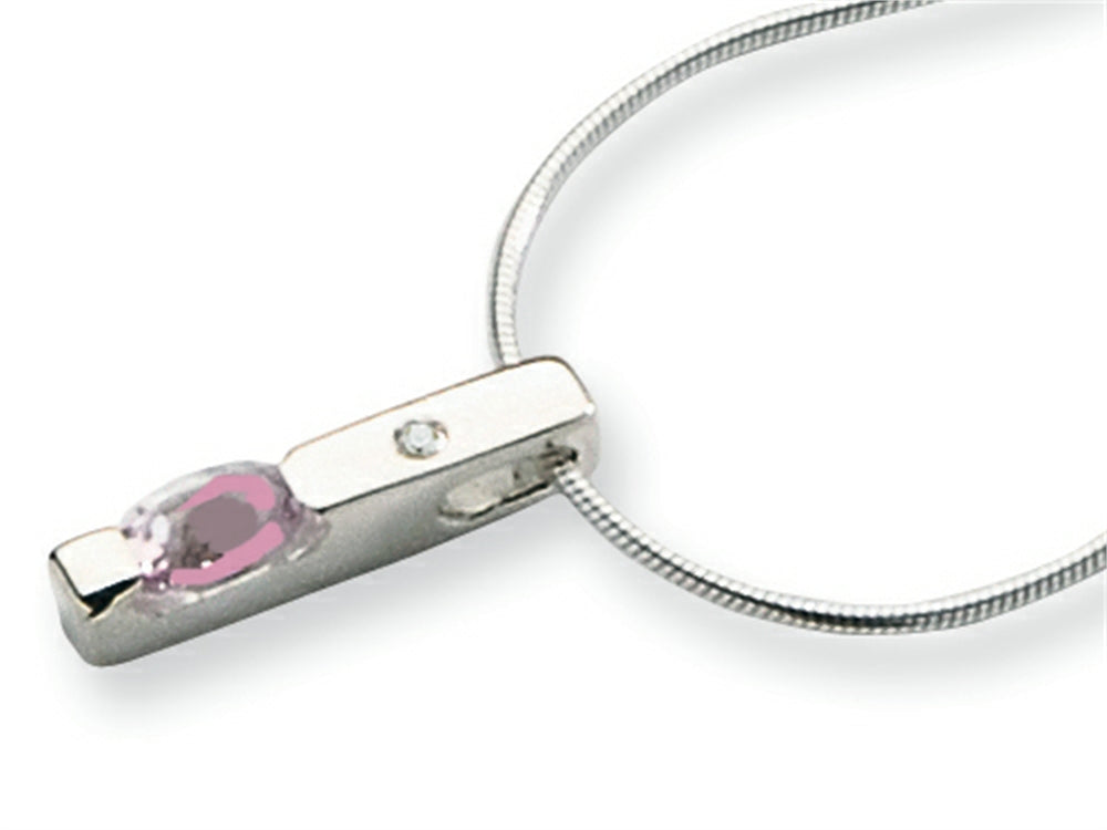 White Ice Sterling Silver Diamond and Pink Topaz Necklace