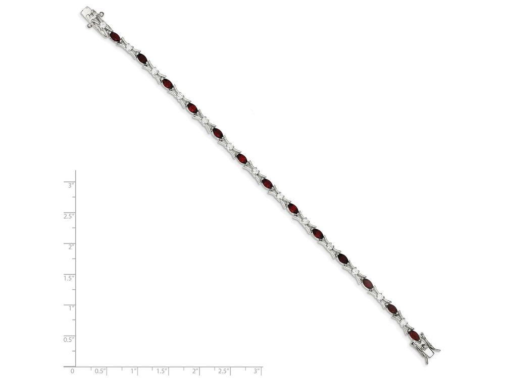 FJC Finejewelers Sterling Silver Garnet and Cubic Zirconia Bracelet