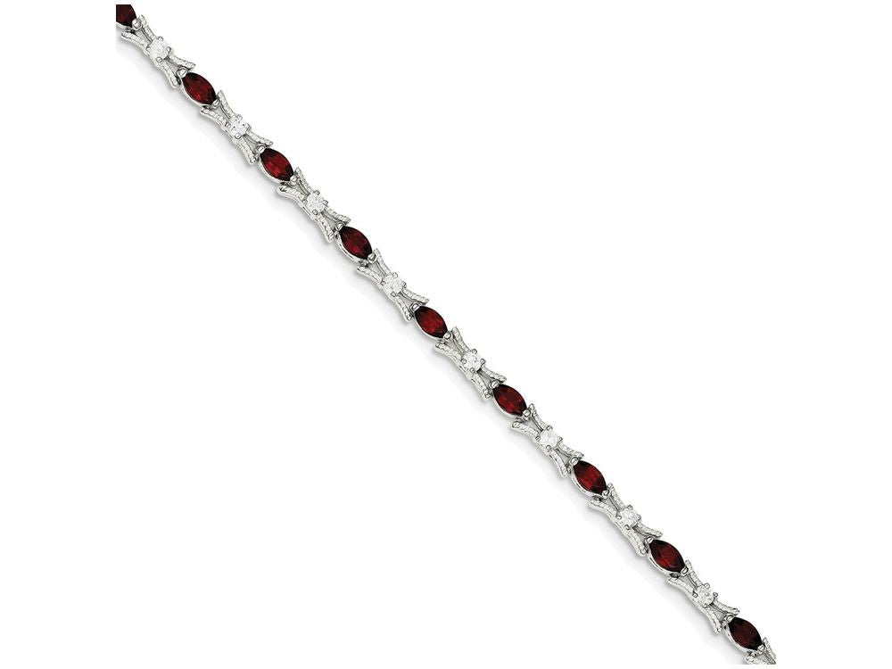 FJC Finejewelers Sterling Silver Garnet and Cubic Zirconia Bracelet