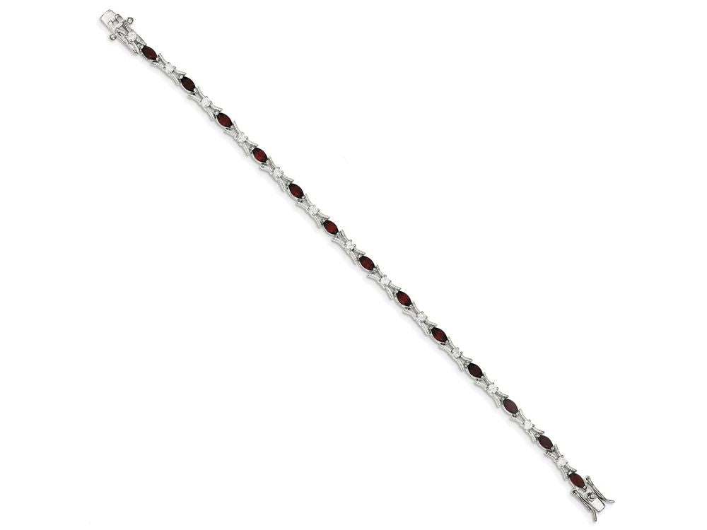 FJC Finejewelers Sterling Silver Garnet and Cubic Zirconia Bracelet