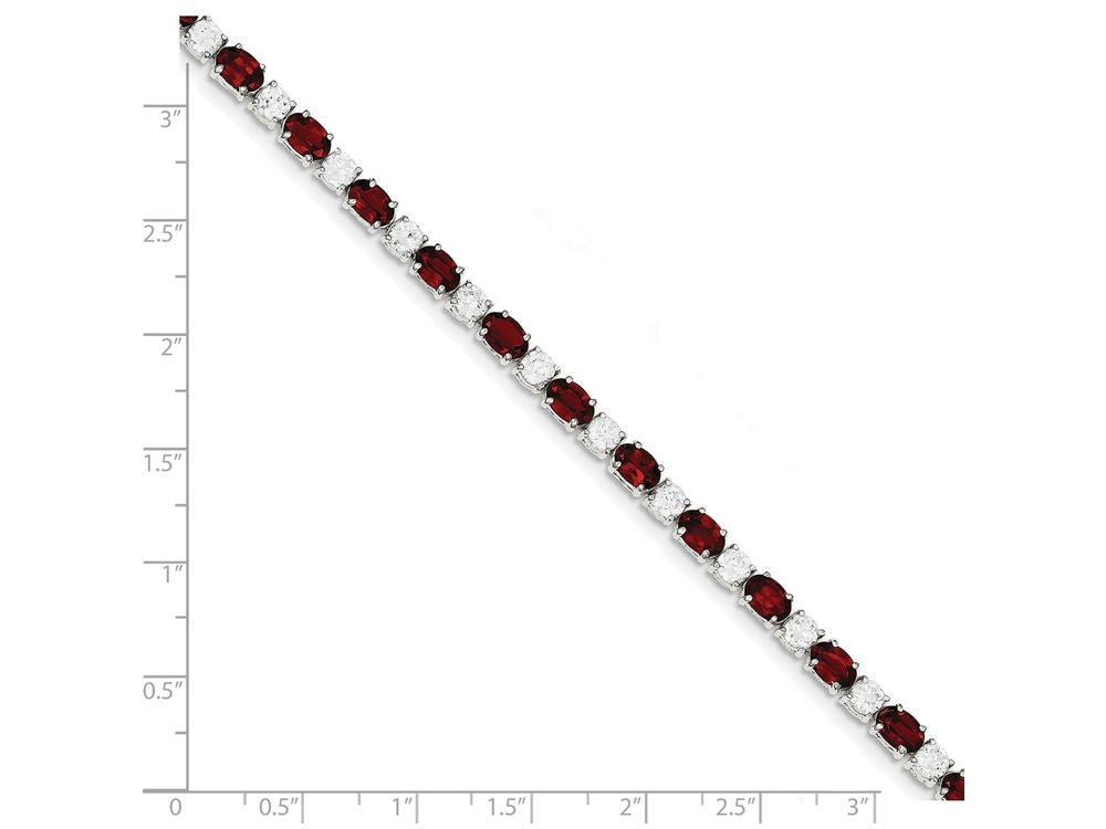 FJC Finejewelers Sterling Silver Garnet and Cubic Zirconia Bracelet