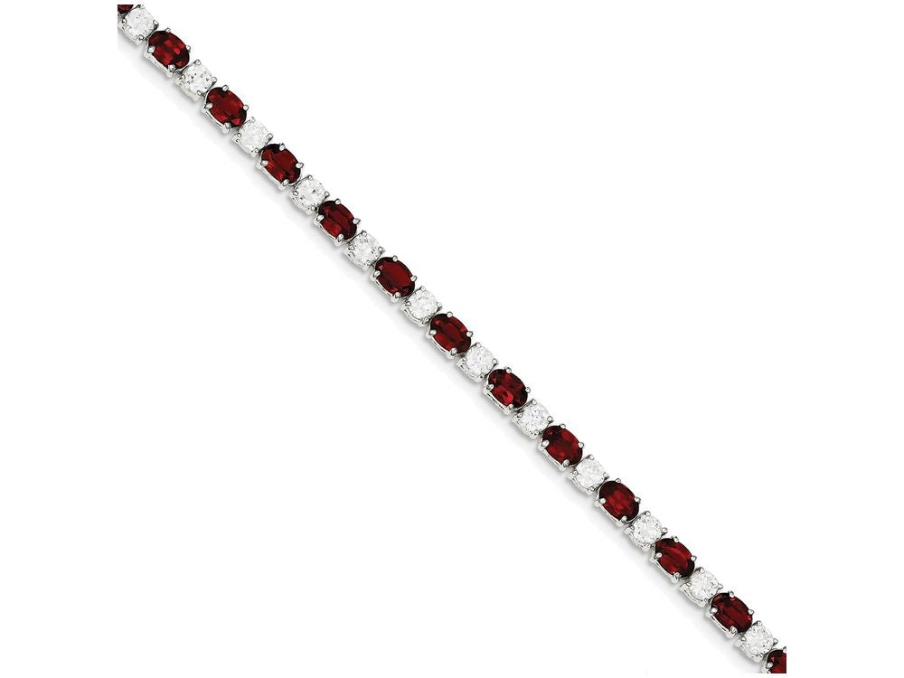 FJC Finejewelers Sterling Silver Garnet and Cubic Zirconia Bracelet