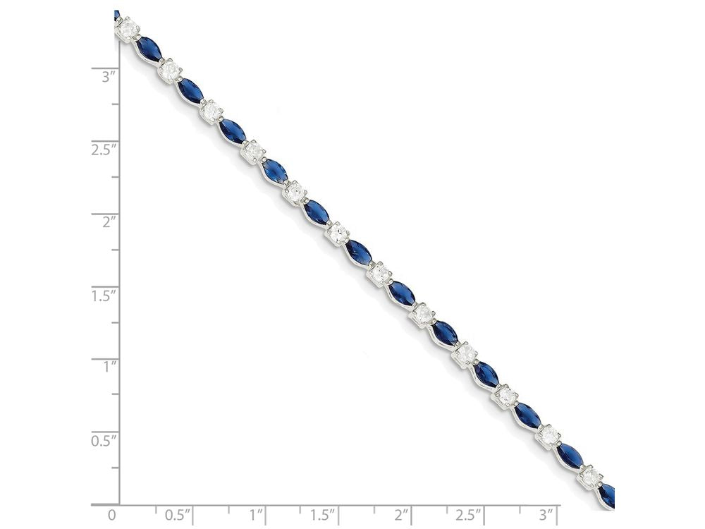 FJC Finejewelers Sterling Silver Blue And Clear Cubic Zirconia Bracelet