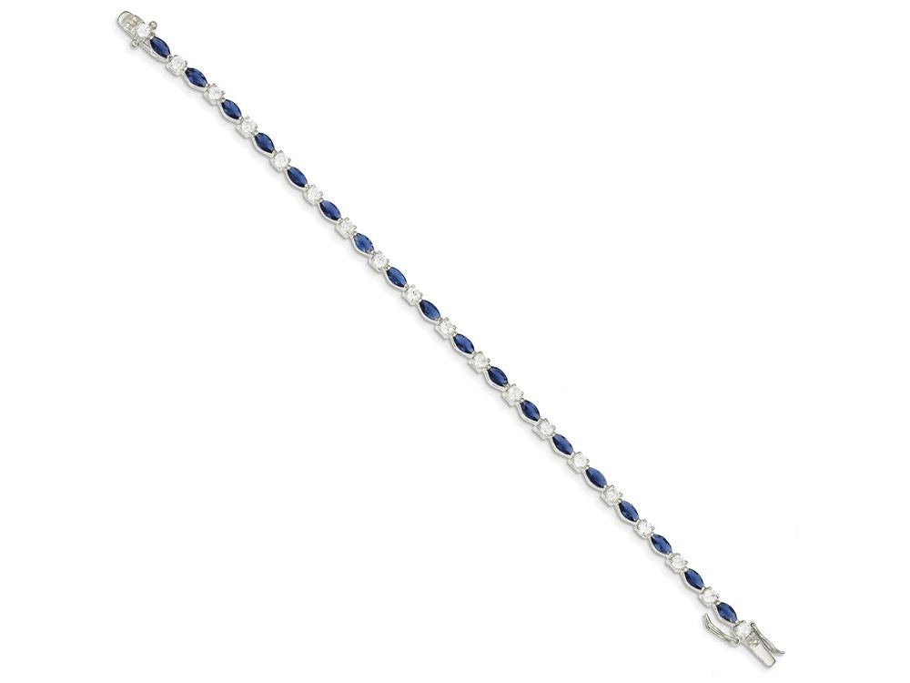 FJC Finejewelers Sterling Silver Blue And Clear Cubic Zirconia Bracelet