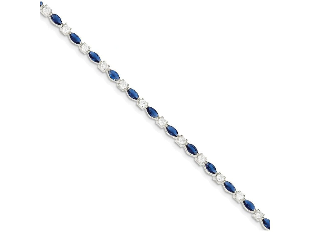 FJC Finejewelers Sterling Silver Blue And Clear Cubic Zirconia Bracelet