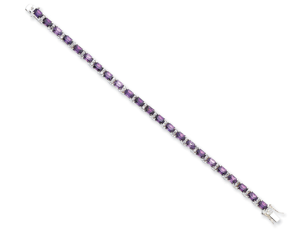 FJC Finejewelers Sterling Silver Purple and Clear Cubic Zirconia Bracelet