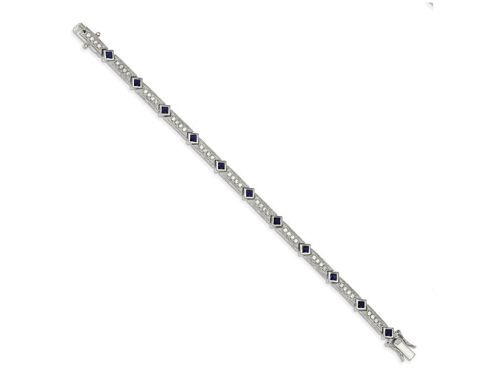 FJC Finejewelers Sterling Silver Blue And Clear Cubic Zirconia Bracelet