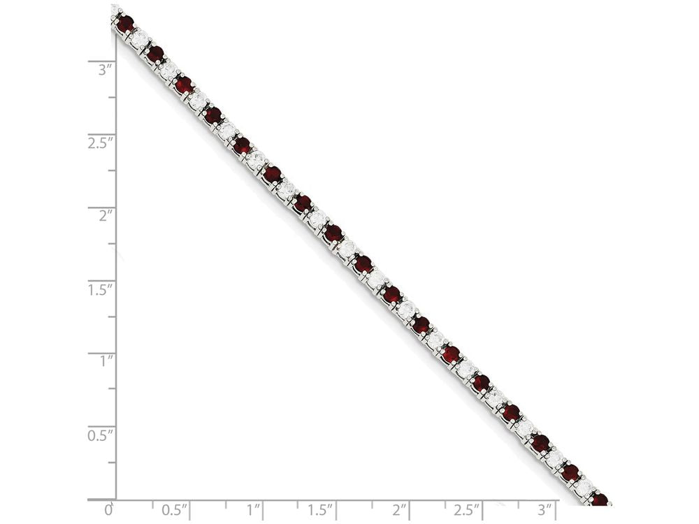 FJC Finejewelers Sterling Silver 7inch Red And White Cubic Zirconia Bracelet
