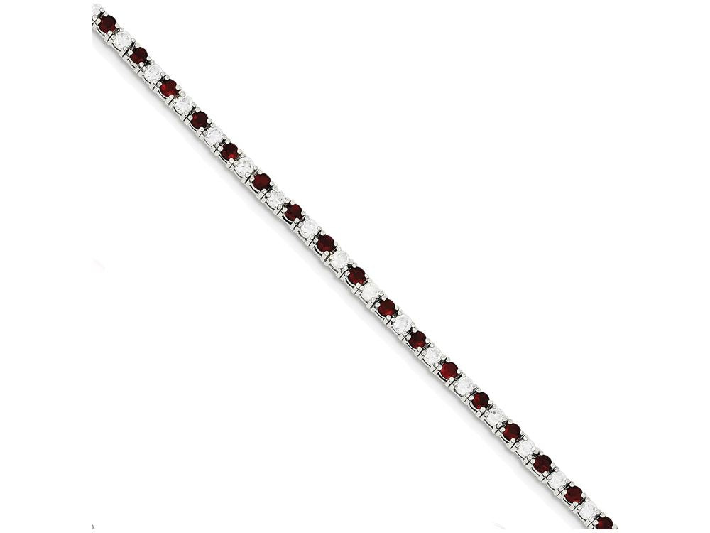 FJC Finejewelers Sterling Silver 7inch Red And White Cubic Zirconia Bracelet