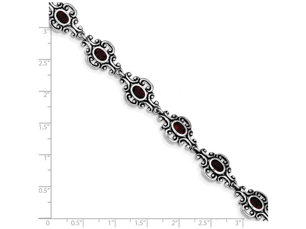 FJC Finejewelers Sterling Silver Antiqued Garnet Bracelet