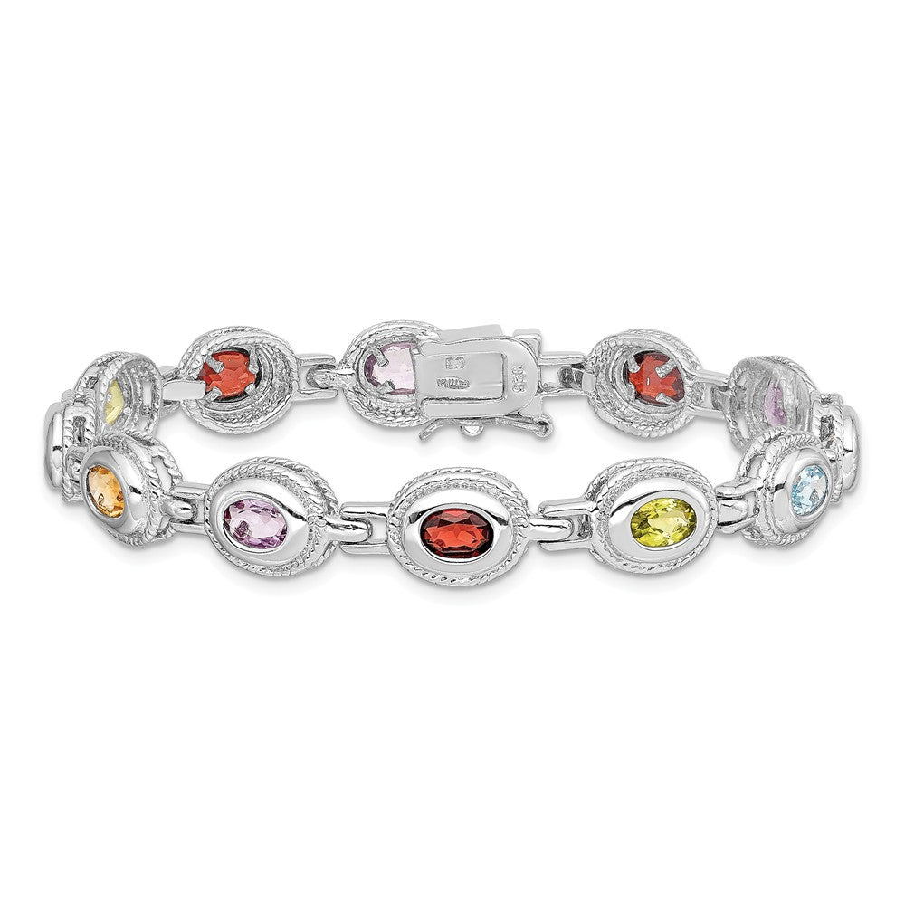 FJC Finejewelers Sterling Silver 7inch Rainbow Semi Precious Stone Bracelet
