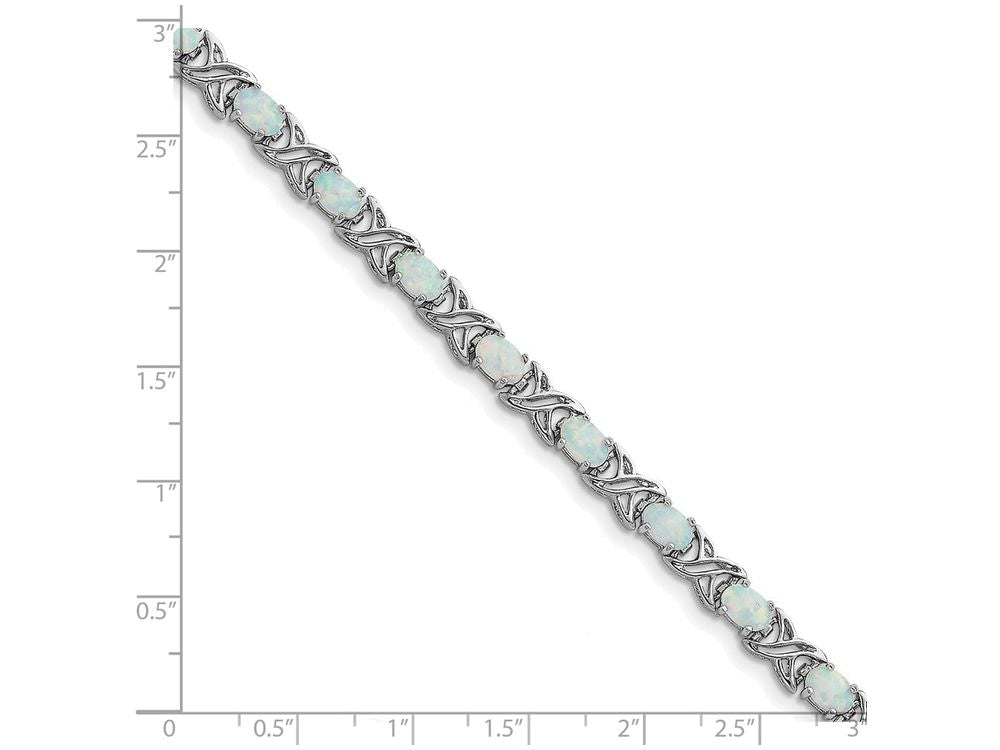 FJC Finejewelers Sterling Silver 7inch Created Opal Xo Bracelet
