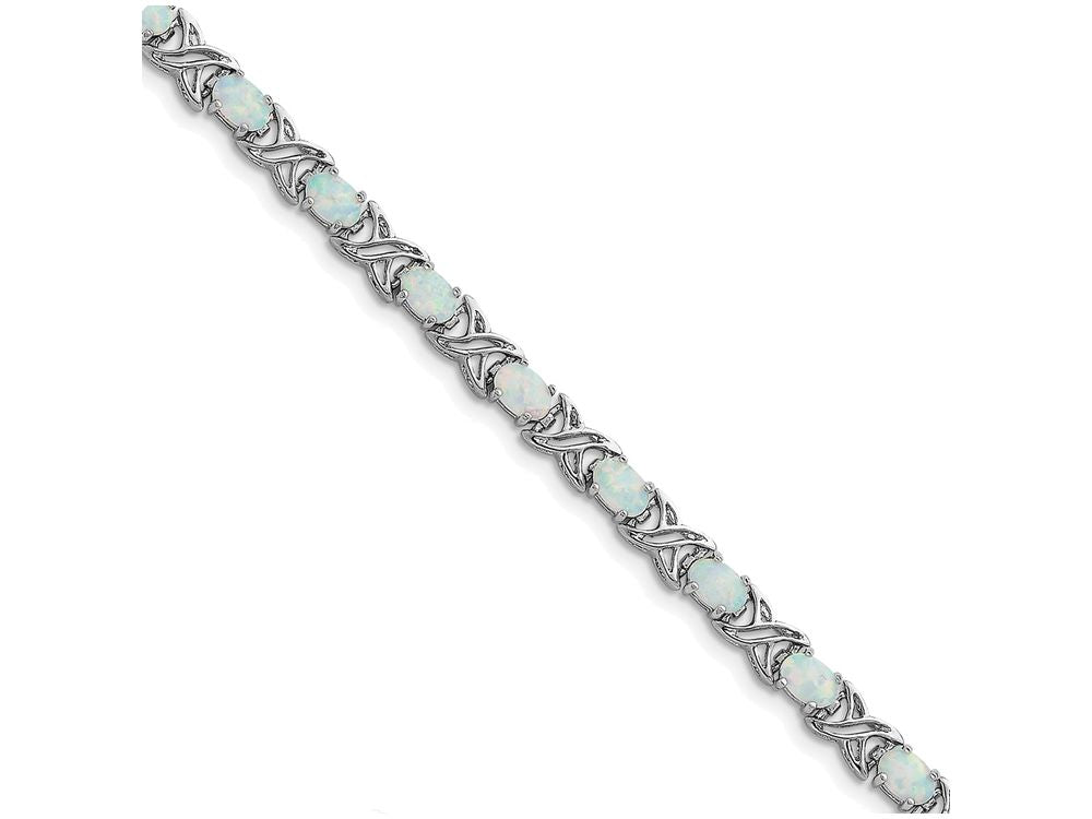 FJC Finejewelers Sterling Silver 7inch Created Opal Xo Bracelet