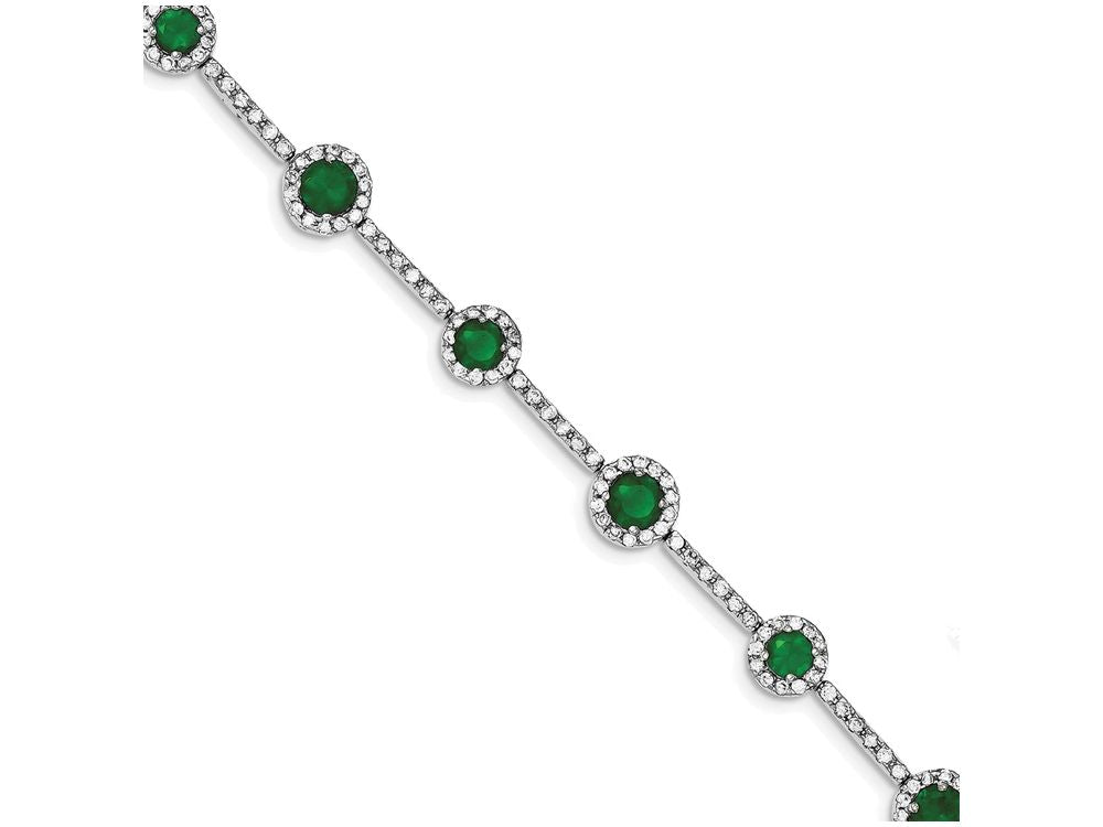 FJC Finejewelers Sterling Silver 7.25inch Green Cubic Zirconia Bracelet