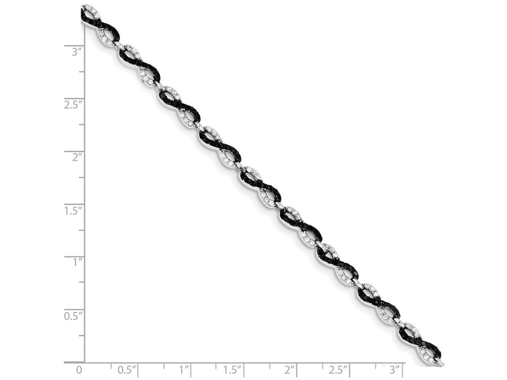 FJC Finejewelers Sterling Silver 7.5in Black And White Cubic Zirconia Small Link Bracelet