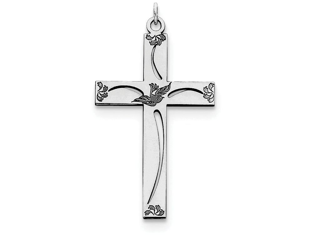 FJC Finejewelers Sterling Silver Laser Designed Cross Pendant Necklace - Chain Included