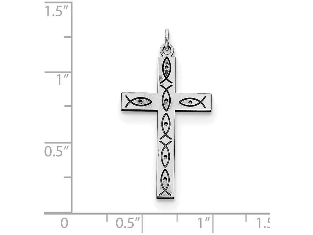 FJC Finejewelers Sterling Silver Laser Designed Cross Pendant Necklace - Chain Included