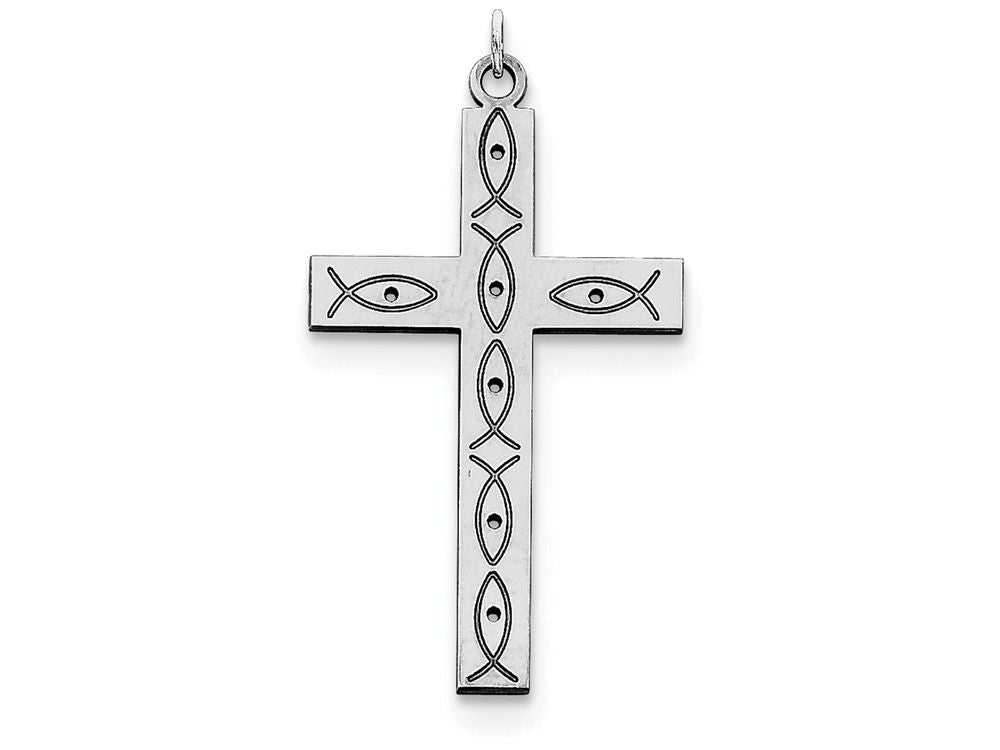 FJC Finejewelers Sterling Silver Laser Designed Cross Pendant Necklace - Chain Included