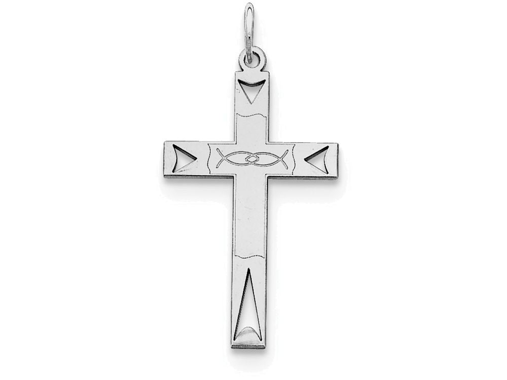 FJC Finejewelers Sterling Silver Laser Designed Cross Pendant Necklace - Chain Included