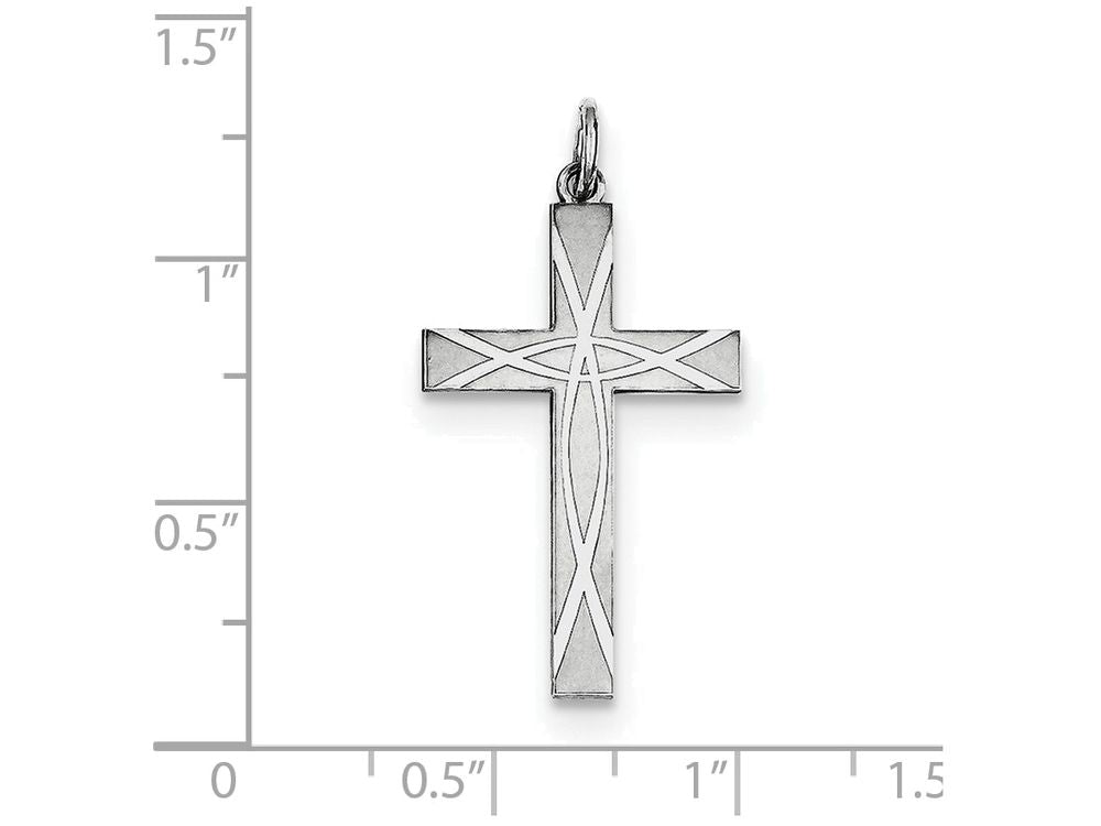 FJC Finejewelers Sterling Silver Laser Designed Cross Pendant Necklace - Chain Included