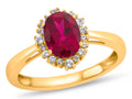 FJC Finejewelers 10k Yellow Gold 8x6mm Oval Created Ruby with White Topaz accent stones Halo Ring