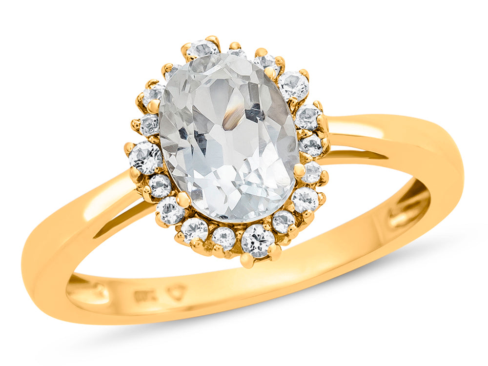 FJC Finejewelers 10k Yellow Gold 8x6mm Oval White Topaz with White Topaz accent stones Halo Ring