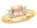 FJC Finejewelers 6x6mm Cushion-Cut Genuine Morganite and White Topaz Ring