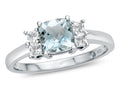 FJC Finejewelers 6x6mm Cushion-Cut Aquamarine and White Topaz Ring