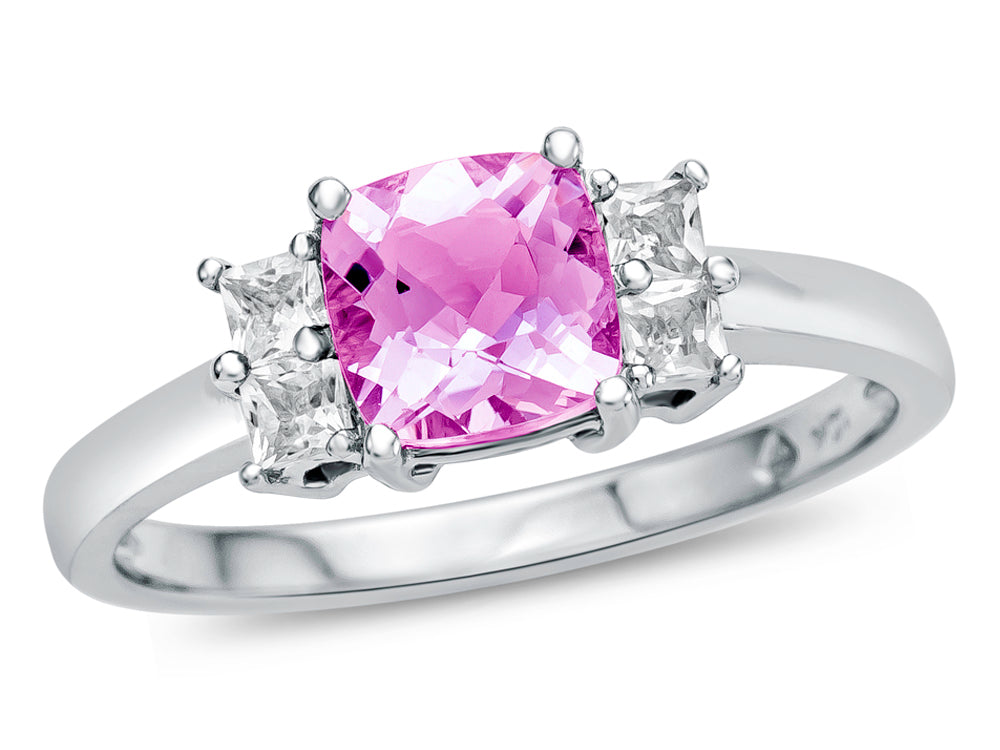 FJC Finejewelers 6x6mm Cushion-Cut Created Pink Sapphire and White Topaz Ring